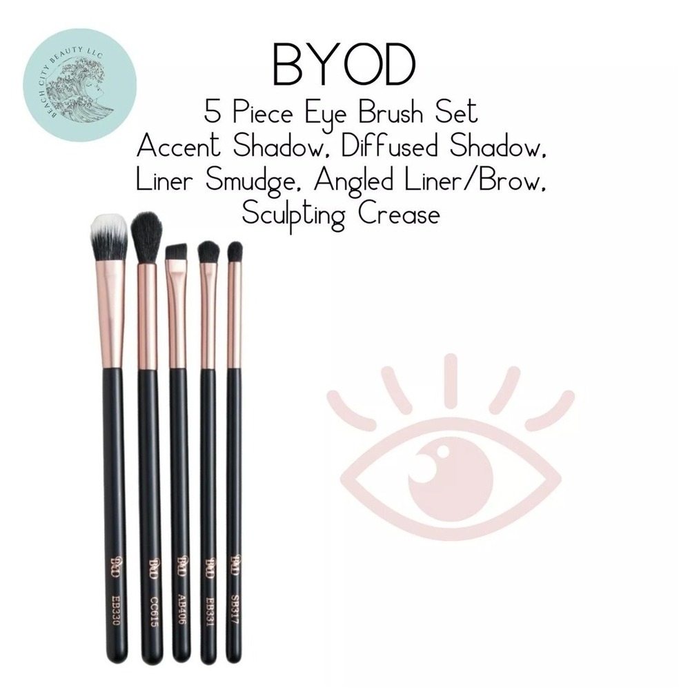 BYOD 5pc Eye Brush Set Full Size New - Picture 2 of 4